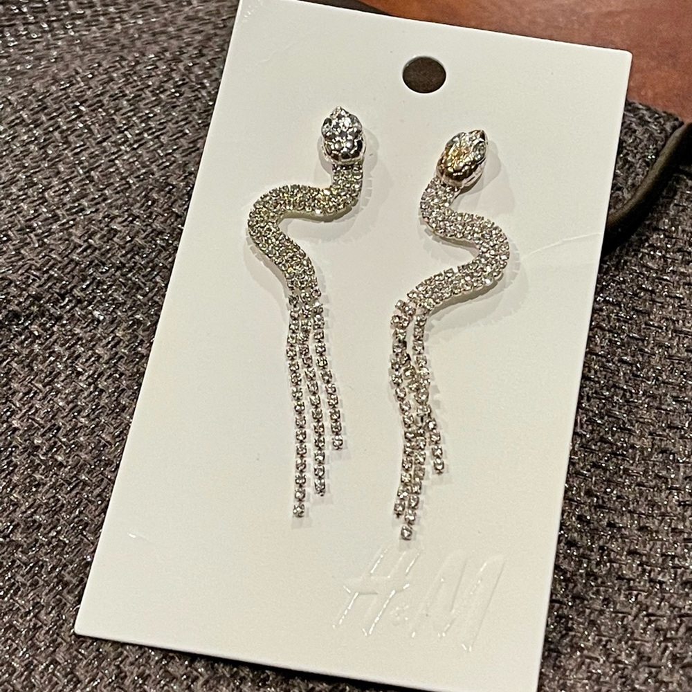 NEW Rhinestone Snake Earrings